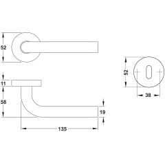 Hafele REA-M Paslanmaz Çelik Oda Kapı Kolu