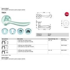 Hafele Kapı Kolu Seti Troy Oda Parlak Krom