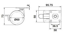 Hafele OFFICE Plakalı Frenli Tekerlek Antrasit/Siyah  Ø60x74mm