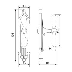 Hafele Art Deco Pencere Kolu, Parlak Pirinç Renk