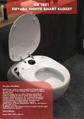 Akıllı Klozet Duvara Monte GR1851 Beyaz