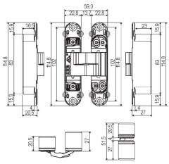 AGB Gizli Kapı Menteşesi 3.2 Eclipse Satin Nikel Kaplama
