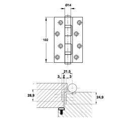 Hafele Yaprak menteşe binili p.çelik parlak 304