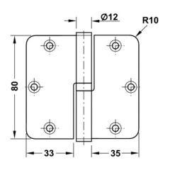Hafele Yaprak menteşe p.çelik 304 80x82mm sol