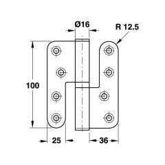 Hafele Yaprak menteşe pirinç parlak Sağ 100x88x3mm