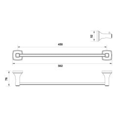 Hafele Uzun Havluluk Martin Duvara Monte 450mm Parlak Altın Renk
