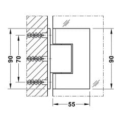Hafele Duş Menteşesi Duvar/Cam 90 Derece Grafit Siyah Renk