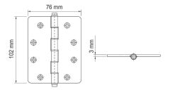 Sabit Milli Kapı Menteşesi 102x76x3mm Paslanmaz Çelik Satin 304