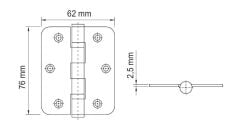 Sabit Milli Kapı Menteşesi 76x62x2,5mm Paslanmaz Çelik Mat