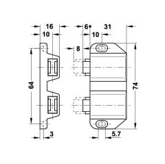 Hafele Mıknatıs 31x16x74mm, Siyah Renk