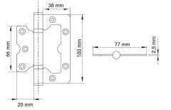Kelebek Menteşe Çelik 100x77x2,5mm Altın Parlak