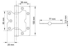 Kelebek Menteşe Çelik 100x77x2,5mm Siyah