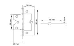 Kelebek Menteşe Çelik 100x75x2,5mm Paslanmaz Çelik Mat 201