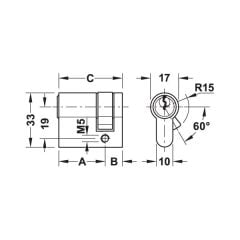 Hafele Yarım Barel 60x10mm Mat Nikel Renk