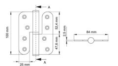 Yaprak Menteşe Çıkabilen 100mm Paslanmaz Mat 304 Sağ