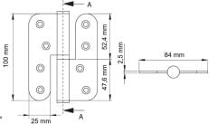 Yaprak Menteşe Çıkabilen 100mm Çelik Krom Parlak Sağ
