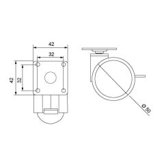 Hafele İkiz Tekerlek Frensiz Gri Ø50x64mm