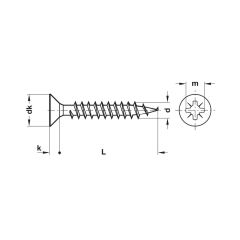 Hafele Havşa Başlı Sunta Vidası 5,0x80mm (100 Adet), Galvaniz