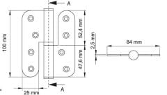 Yaprak Menteşe Çıkabilen 100mm Çelik Sarı Mat Sol