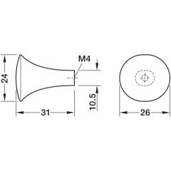 Hafele H2525 Düğme kulp antik gümüş