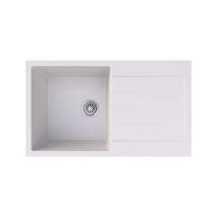 Vantole Granit Eviye 860x500mm Damlalıklı Tek Gözlü Beyaz