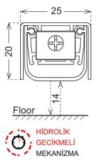 Kapı Altı Giyotin 730mm 120 Dk Yangın Dayanımlı Hidrolik Geciktirme