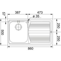 Franke Çelik Eviye Logica Line LLX 611-86 Tek Gözlü Tezgah Üstü Inox Sağ Damlalıklı