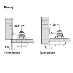 Hafele Symo Cam Kapak Döner Dilli Sağ Kilit, Nikel Kaplama
