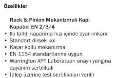Kapı Kapatıcı Kayar Kollu Yangın Dayanımlı EN 2-4 Gümüş