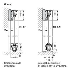 Hafele Slido D-Line43 80N Alüminyum Çerçeveli Kayar Kapak