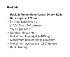 Kapı Kapatıcı Kayar Kollu EN 2-5 Gümüş