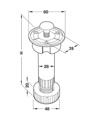 Hafele PFT01 Plastik Baza Ayağı 120mm, Siyah Renk