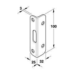 Hafele Köşeli Kilit Karşılığı 25x32mm Paslanmaz Çelik Renk