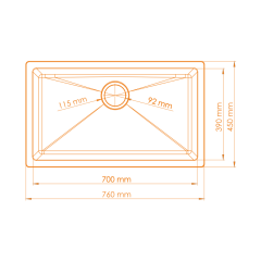 Vantole Granit Eviye 760x450mm Tek Gözlü Gri