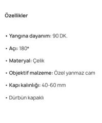 Yangın Kapı Dürbünü 90 dk 40-60 mm Pirinç Parlak