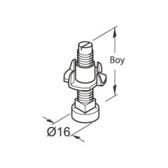 Hafele Baza Ayar Vidası M8x45mm, Galvaniz Renk