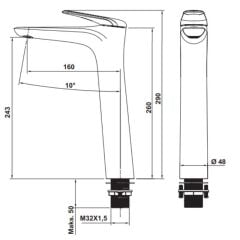 Hafele Lavabo Bataryası Zegna Yüksek Yüzeye Monte Parlak Krom