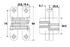 Hafele Gizli menteşe mat krom 45kg