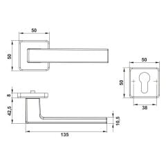 Hafele CALINA Paslanmaz Çelik Renkli (Oda) Kapı Kolu