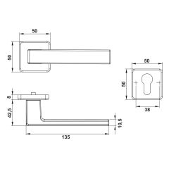 Hafele CALINA Paslanmaz Çelik Renkli (WC) Kapı Kolu