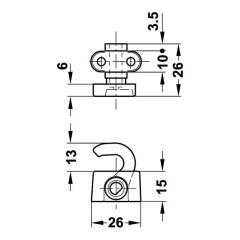 Hafele Vidalı Sol Kanca Ø6mm, Nikel Renk