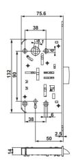 Hafele H50.08 Oda Tipi (CB) Gömme Kilit Parlak Krom 50/18/90mm