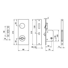 Flat Kayar Kapı Kilit Set WC Siyah