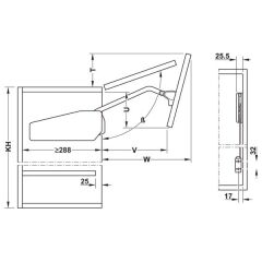 Hafele Free Fold Kalkar Katlanır Makas Seti 91-97cm/6,8-13,8kg, Gri Renk