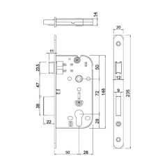 Hafele Çarpma Kapı Kilidi (Makaralı Kilit) Barelli Tip (PC) 20mm Parlak Pirinç Renk