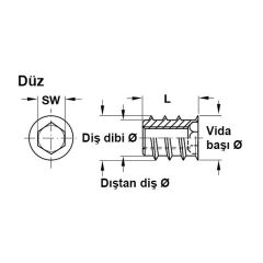 Hafele Dübel Zamak Galvaniz Havşa Başlı M6X16Mm (85 adet)