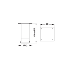 Hafele Lea Yuvarlak Mobilya Ayağı 42x100mm, Mat Krom Renk