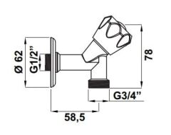 Hafele Çamaşır Makinesi Musluğu,1/2-3/4'' Parlak Krom