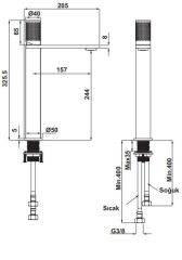 Hafele DEVON Yüksek Lavabo Bataryası Mat Altın