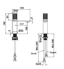 Hafele DEVON Lavabo Bataryası Titanyum